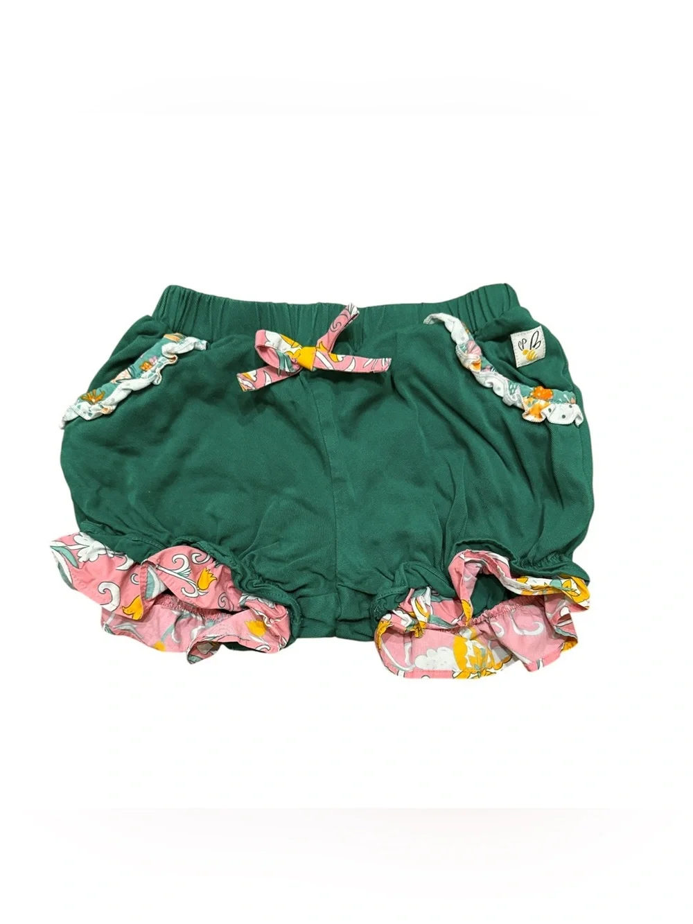 Wildflowers Girls Ruffle Shorts Bundle of Two Green and Blue Size 4 MADE IN USA